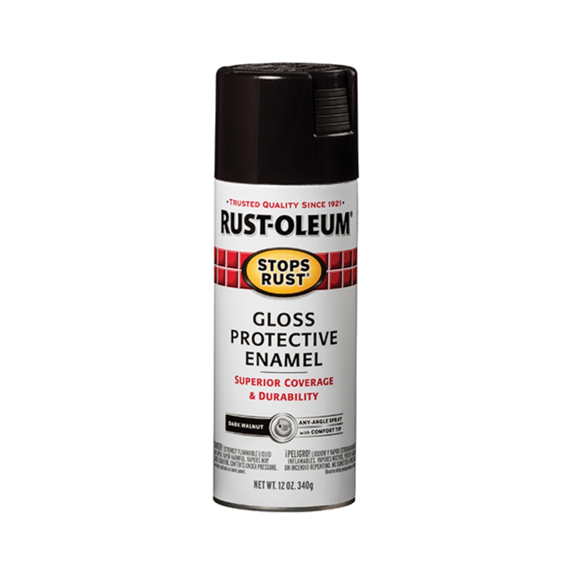 Rust-Oleum Stops Rust Protective Enamel Spray Paint — Dark Walnut, Gloss, 12 Oz. Cans, 6 Pk, Model# 262661DS